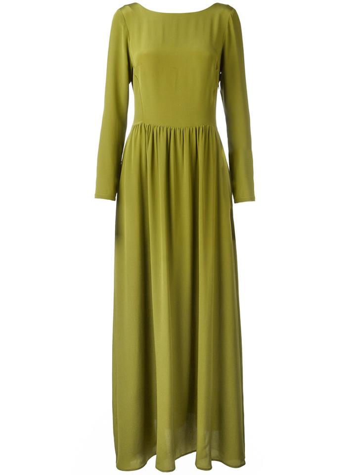 Ultràchic Long Silk Dress, Women's, Size: 42, Green, Silk