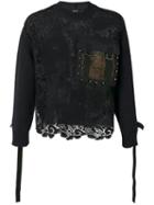 No21 - Lace Long-sleeve Sweater - Men - Cotton/polyester - Xl, Black, Cotton/polyester