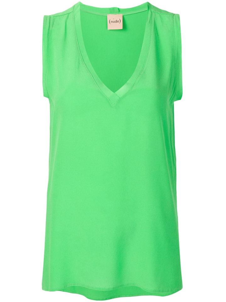 Nude V-neck Top - Green