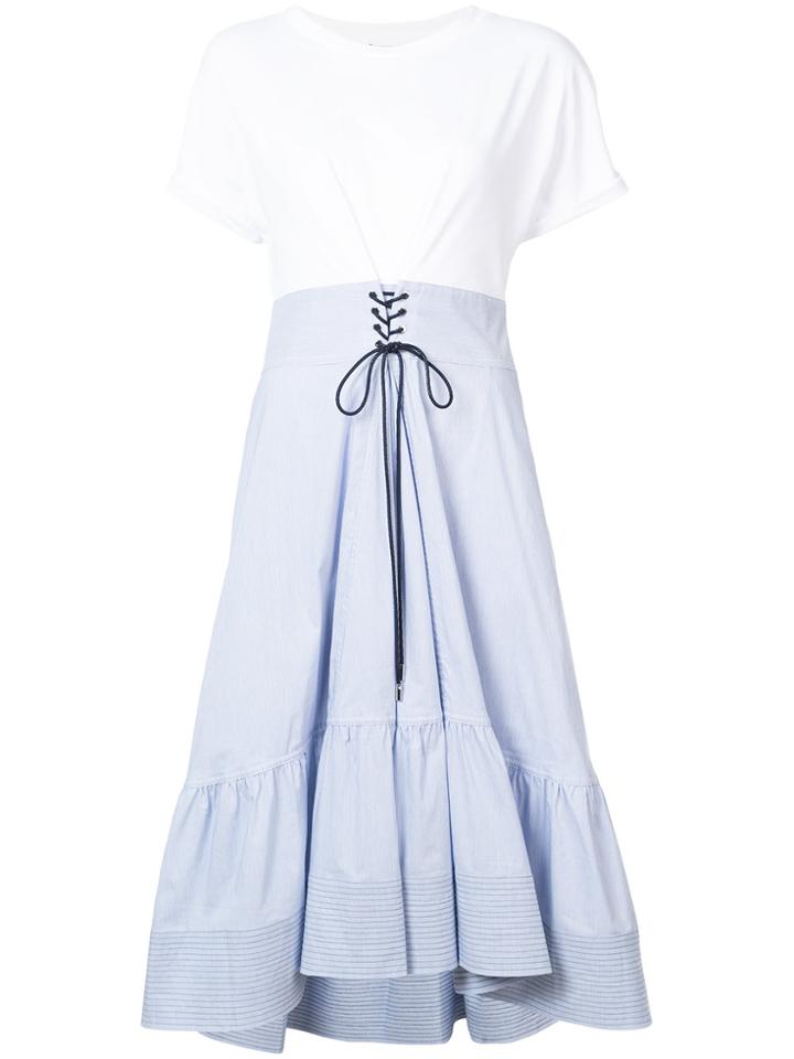 3.1 Phillip Lim Short-sleeve Corset Waist Dress - White