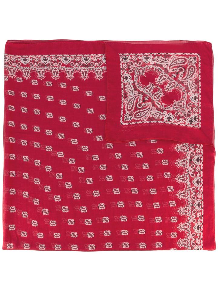 Saint Laurent - Bandana Print Scarf - Women - Silk - One Size, Red, Silk