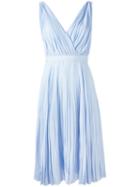 Prada V-neck Dress, Women's, Size: 42, Blue, Silk/polyester