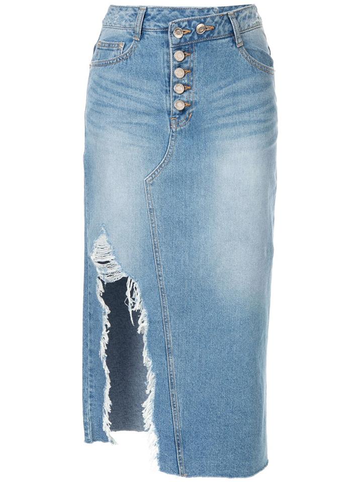 Sjyp Destroyed Denim Skirt - Blue