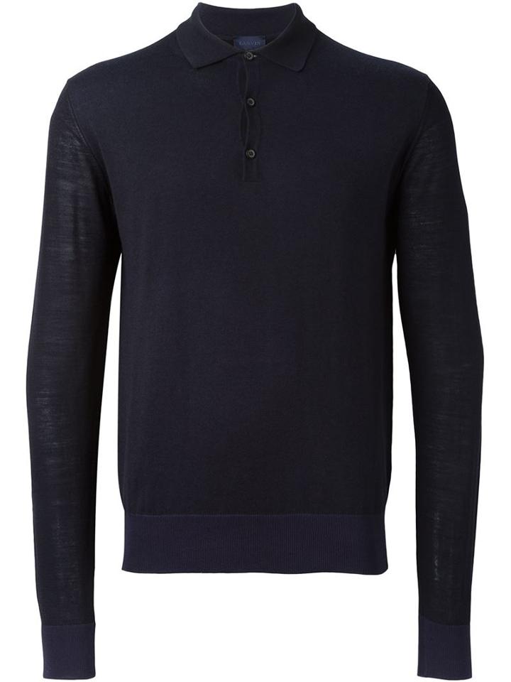 Lanvin Long Sleeve Knit Polo Shirt