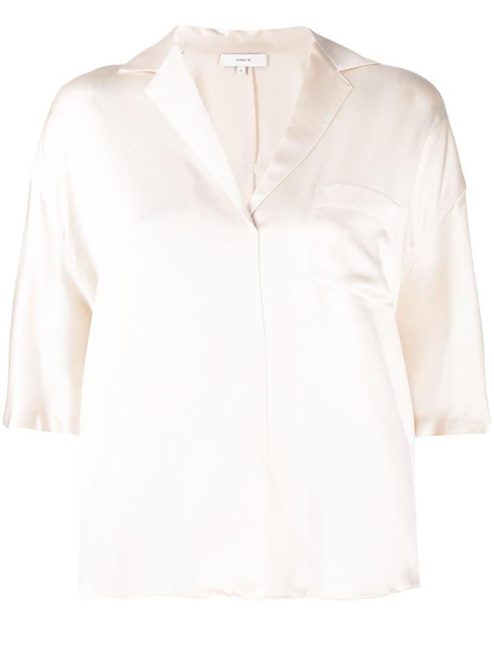 Vince V-neck Silk Blouse - Neutrals