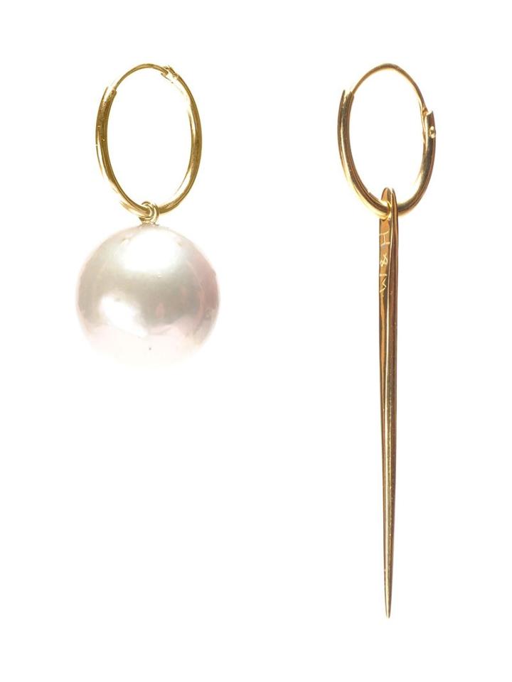 Wouters & Hendrix Gold 18kt Yellow Spike And Pearl Earrings, Women's, Metallic