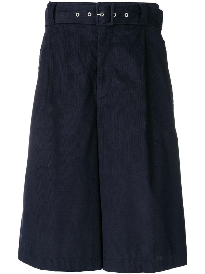 Maison Flaneur Corduroy Wide Leg Shorts - Blue