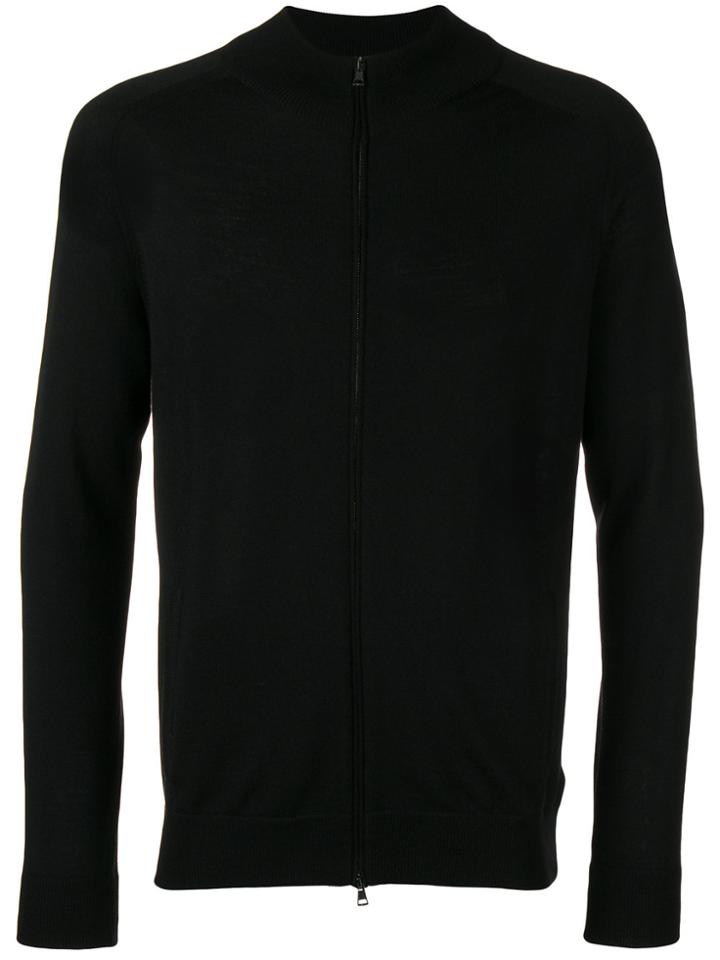 Zanone Zip Front Cardigan - Black