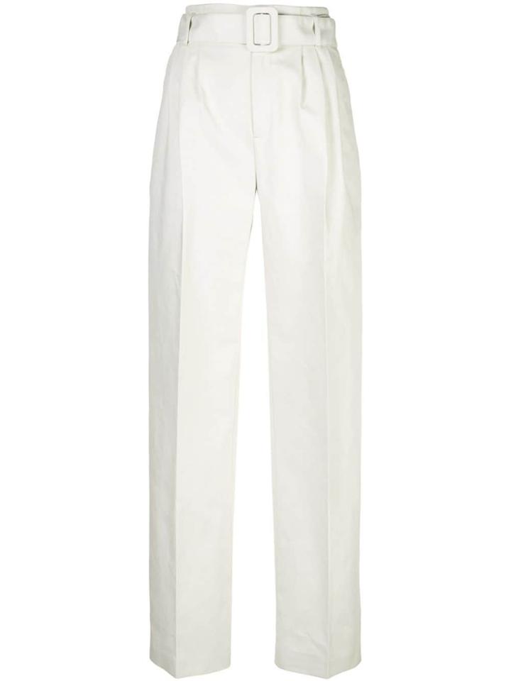 Off-white Belted Straight-leg Trousers - Neutrals