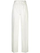 Off-white Belted Straight-leg Trousers - Neutrals