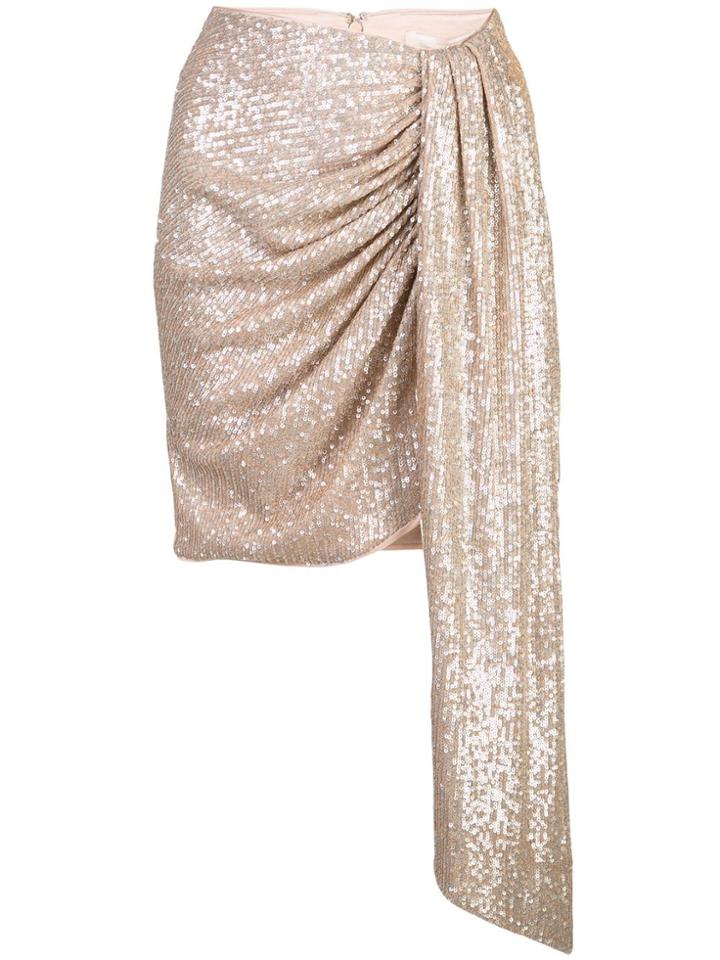 Jonathan Simkhai Sequined Draped-detail Skirt - Neutrals