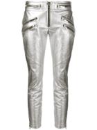Dsquared2 Metallic Leather Trousers - Silver
