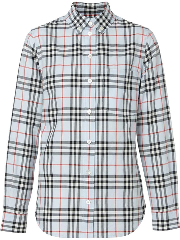 Burberry Button-down Collar Vintage Check Cotton Shirt - Blue