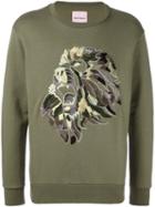 Palm Angels Embroidered Lion Sweatshirt, Men's, Size: Small, Green, Cotton/viscose/metal (other)