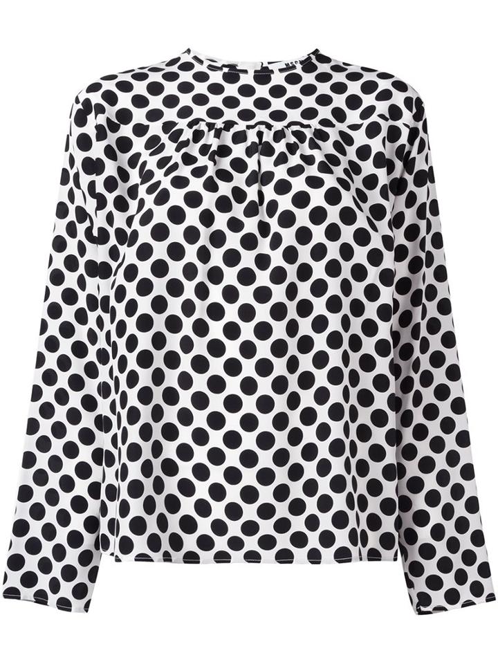 Msgm Polka Dot Blouse, Women's, Size: 40, Black, Silk/polyester