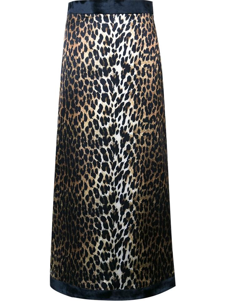 Emanuel Ungaro Leopard Print A-line Skirt, Women's, Size: 46, Brown, Silk