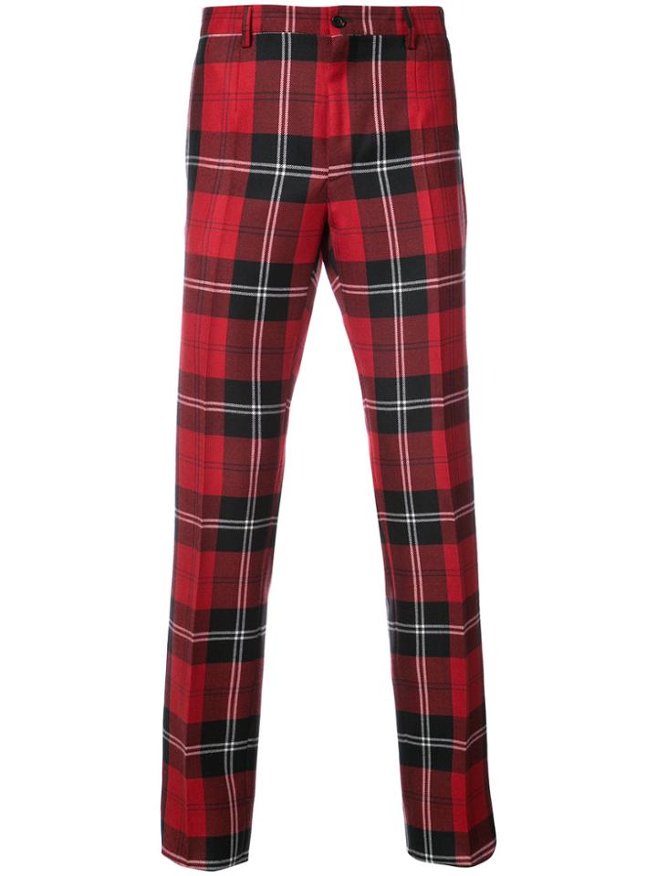 Versace Tartan Trousers - Red