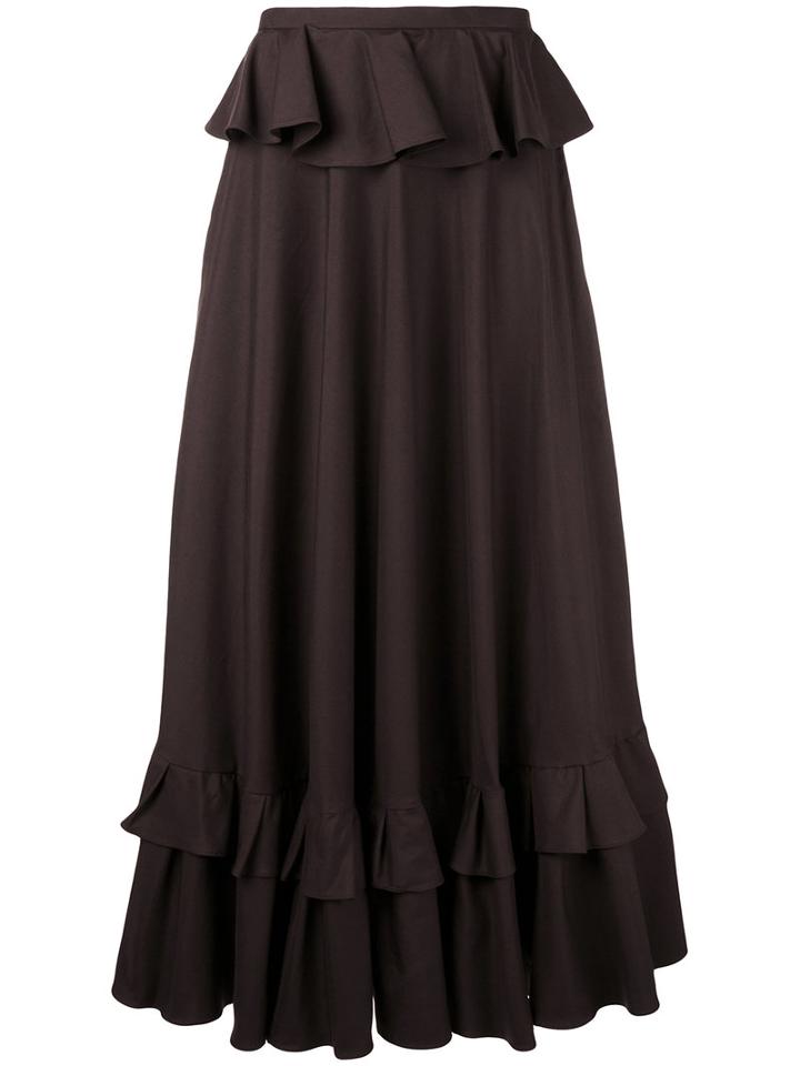 Ruffled Maxi Skirt - Women - Silk/cotton - 42, Brown, Silk/cotton, Rossella Jardini