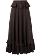 Ruffled Maxi Skirt - Women - Silk/cotton - 42, Brown, Silk/cotton, Rossella Jardini