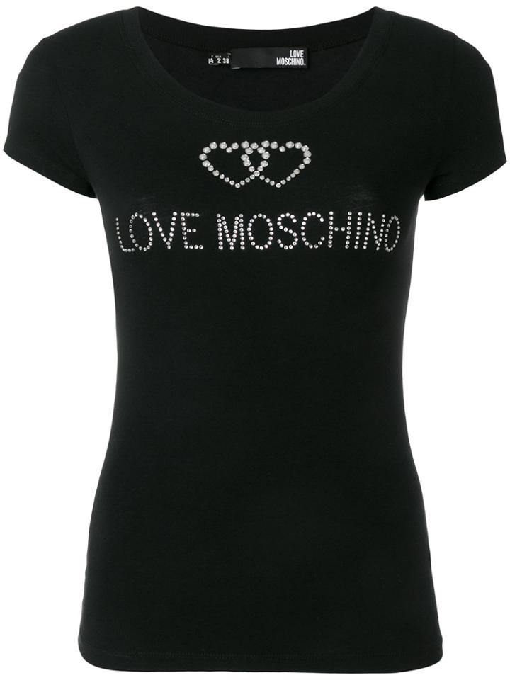 Love Moschino Studded Logo Detail T-shirt - Black