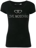 Love Moschino Studded Logo Detail T-shirt - Black