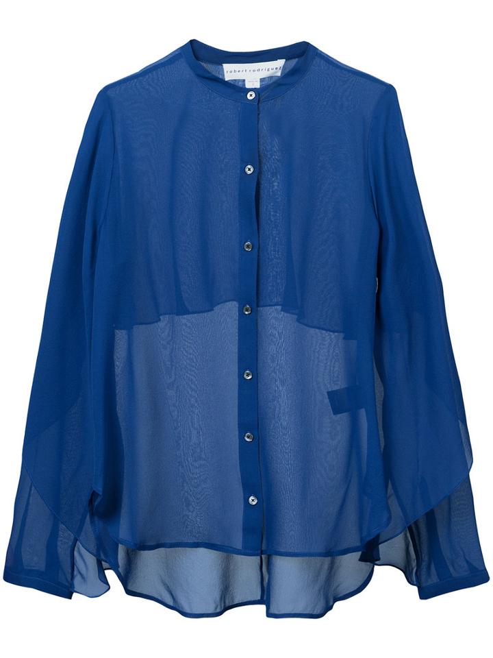 Robert Rodriguez - Sheer Blouse - Women - Silk - 8, Blue, Silk