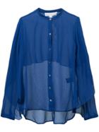 Robert Rodriguez - Sheer Blouse - Women - Silk - 8, Blue, Silk