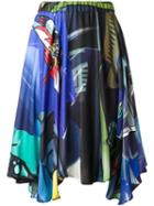 Julien David Printed Draped Skirt, Women's, Size: Xs, Blue, Silk
