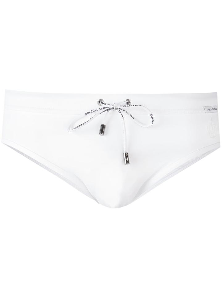 Dolce & Gabbana - Logo Plaque Swimming Shorts - Men - Polyamide/spandex/elastane - 4, White, Polyamide/spandex/elastane