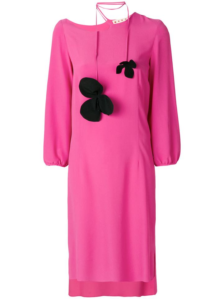 Marni Flower Neck Tie Dress - Pink & Purple