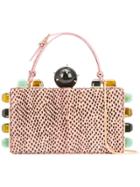 Tonya Hawkes Embellished Top Handle Clutch - Pink & Purple