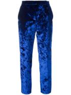 Msgm Crushed Velvet Trousers, Women's, Size: 46, Blue, Polyester/spandex/elastane/viscose