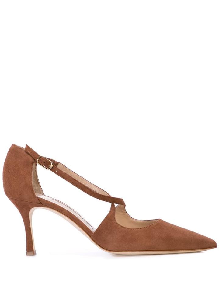 Manolo Blahnik Umice 70mm Crisscross Pumps - Brown