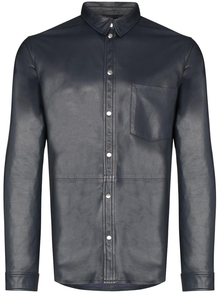Stand Studio Philip Leather Shirt - Blue