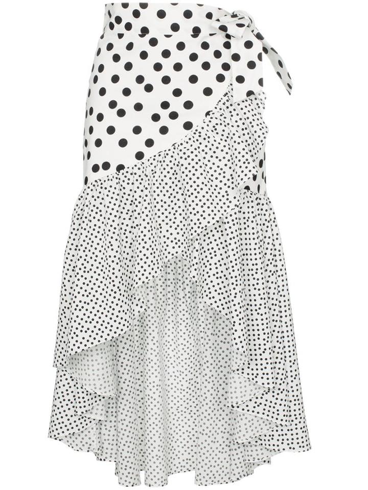 De La Vali Castana Polka-dot Ruffled-cotton Wrap Skirt - White