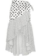 De La Vali Castana Polka-dot Ruffled-cotton Wrap Skirt - White
