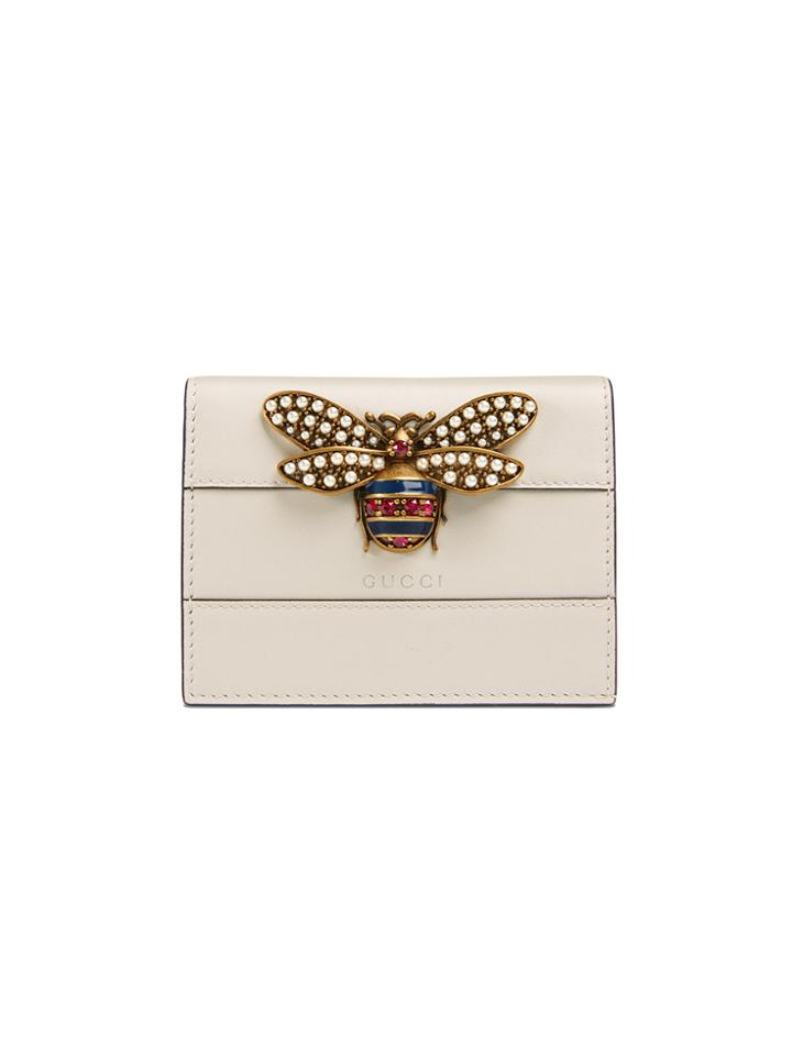 Gucci Queen Margaret Leather Card Case - White