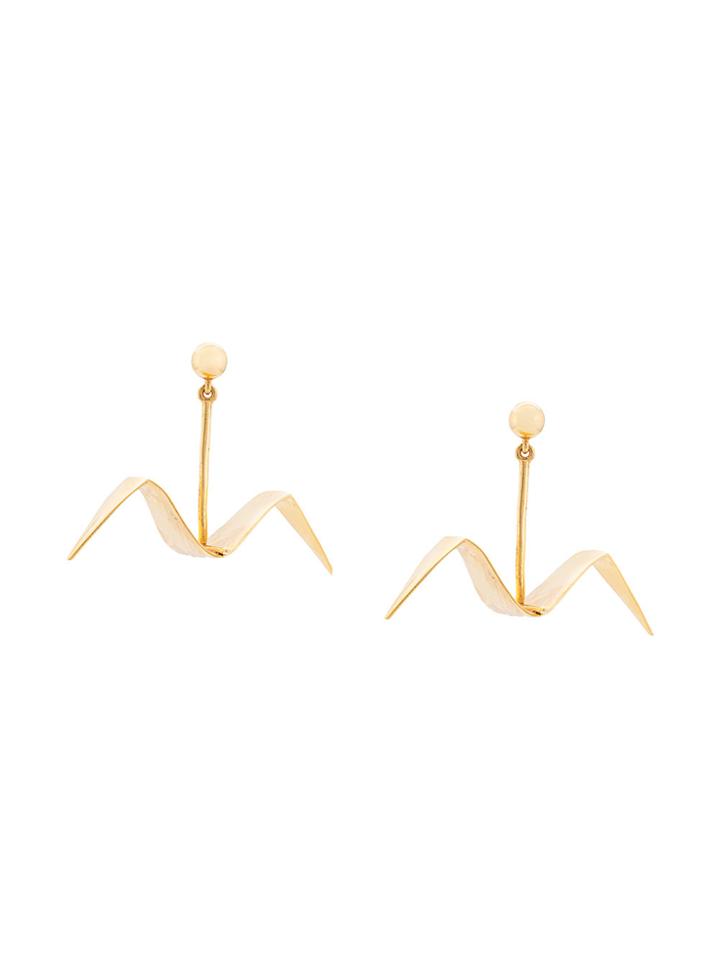 Oscar De La Renta Abstract Seagull Earrings - Metallic
