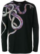 Balmain Snake Print Longsleeved T-shirt - Black