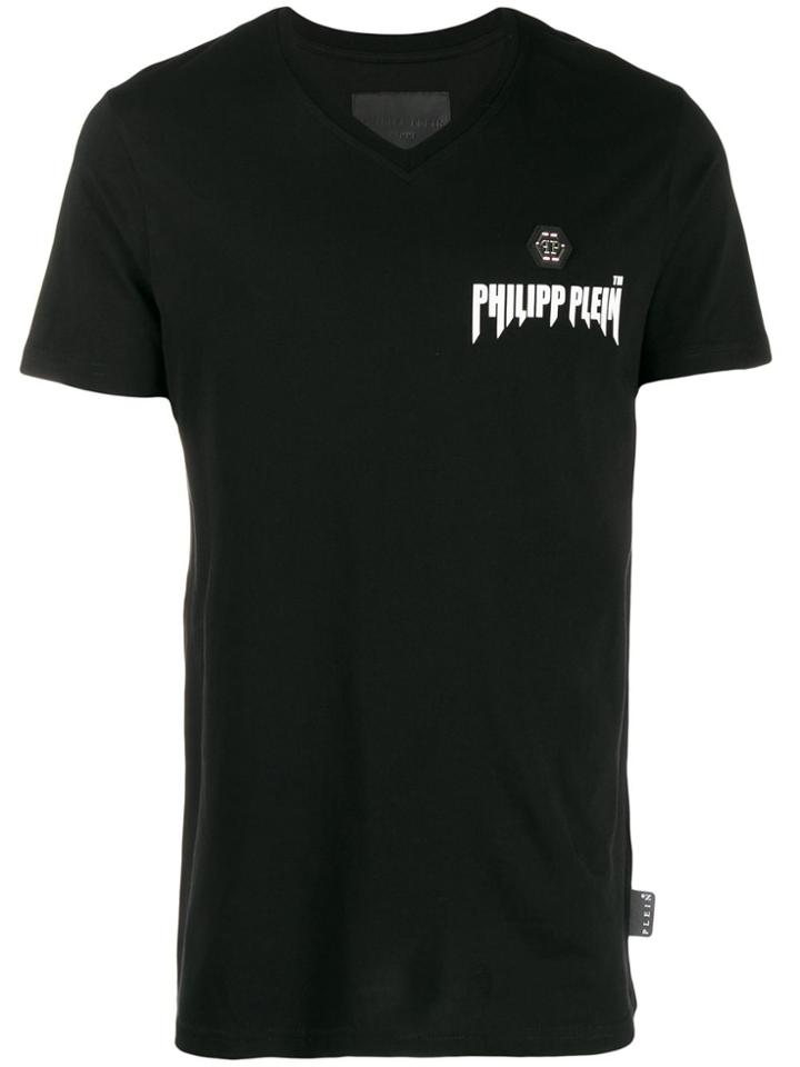 Philipp Plein V-neck Logo T-shirt - Black