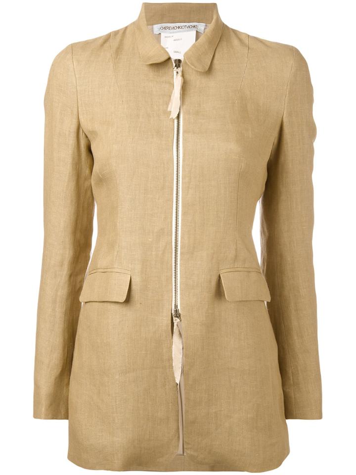 Cherevichkiotvichki Fitted Zip Front Jacket - Nude & Neutrals