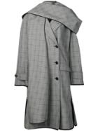 Nina Ricci Asymmetric Plaid Trench Coat - Grey
