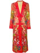 Etro Floral Print Single Breasted Coat - Red