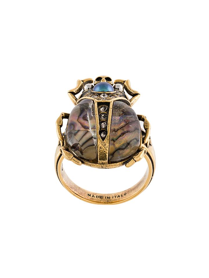Alexander Mcqueen Bug Plaque Ring - Metallic