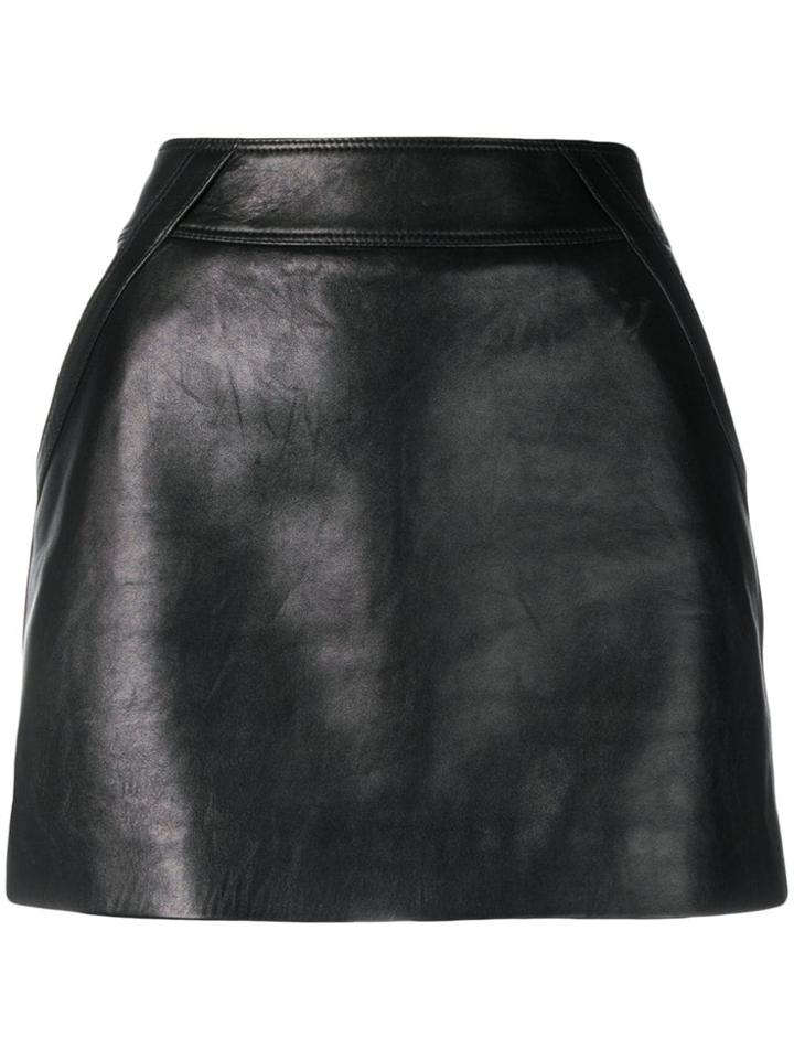 Saint Laurent Short Leather Mini Skirt - Black