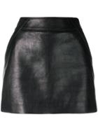Saint Laurent Short Leather Mini Skirt - Black