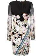 Roberto Cavalli Floral Wrap Dress, Women's, Size: 48, Black, Viscose/spandex/elastane