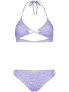 Ack Linea Tiger Print Cutout Triangle Bikini Set - Purple