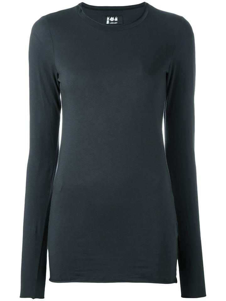 Labo Art Elongated Sleeves T-shirt, Women's, Size: 3, Blue, Cotton/spandex/elastane