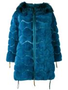 Liska Hooded Zipped Coat - Blue